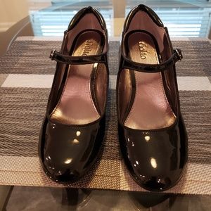 Black Patent Leather Wedge Mary Janes